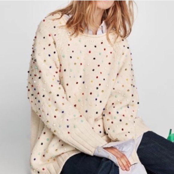 Zara Oversize Multi Beaded Sweater S 